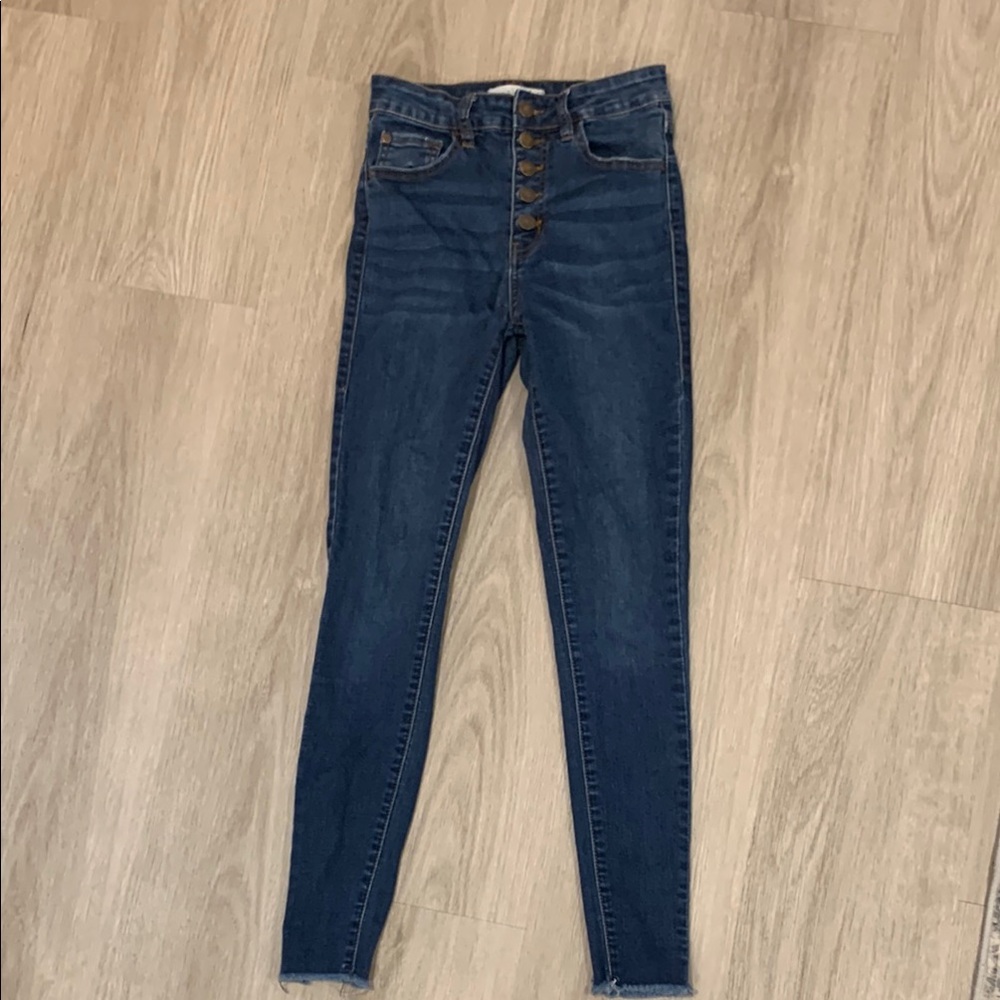 Natures denim (pink lily brand) Women's button up high waist skinny Blue Jeans